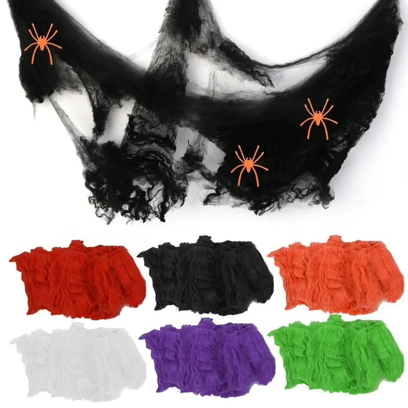 Halloween künstliches dehnbares Spinnennetz mit Spinnen Dekoration für Gothic Geisterhaus Party Horror gruselige Requisiten Accessoires realistisch langlebig perfekt für Innen Außen Halloween Partys und schaurige Dekor – Detail 26