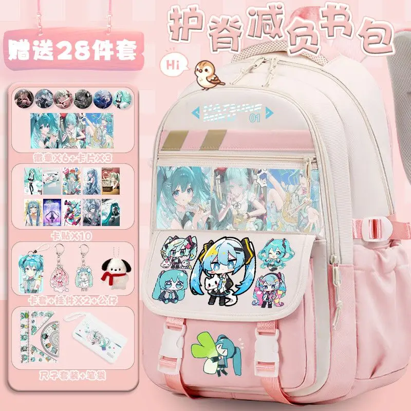 Anime Hatsune Miku Large Capacity Backpack Cartoon High-Looking Print Thickened Wear-Resistant Backpack Multi-layer Zipper Bag
