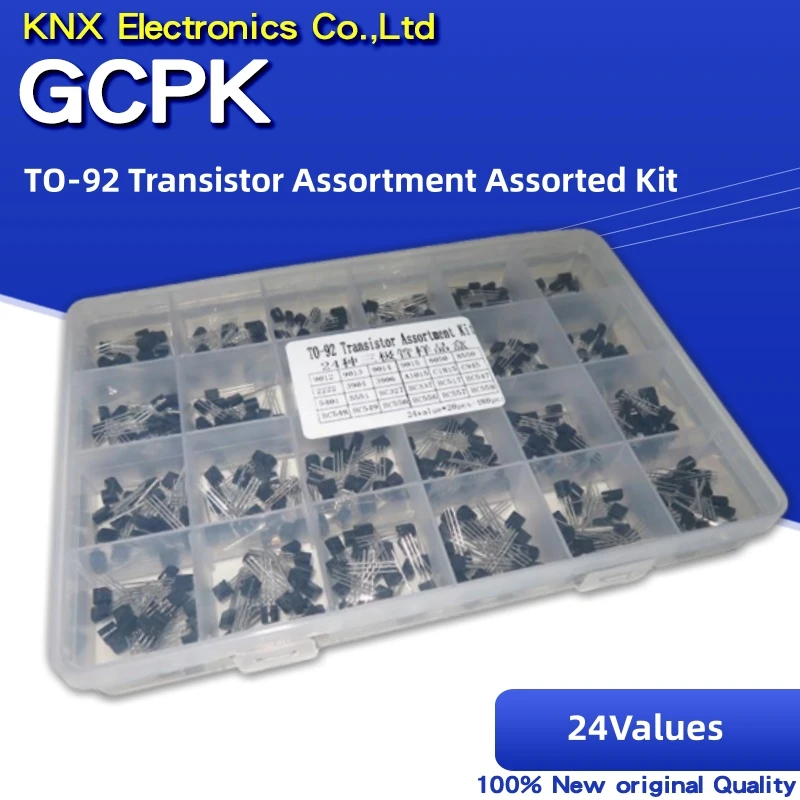 24Values TO-92 Transistor Assortment Assorted Kit Each BC327 BC337 BC517 BC547 BC548 BC549 2N2222 3906 3904 5401 5551 C945 1015