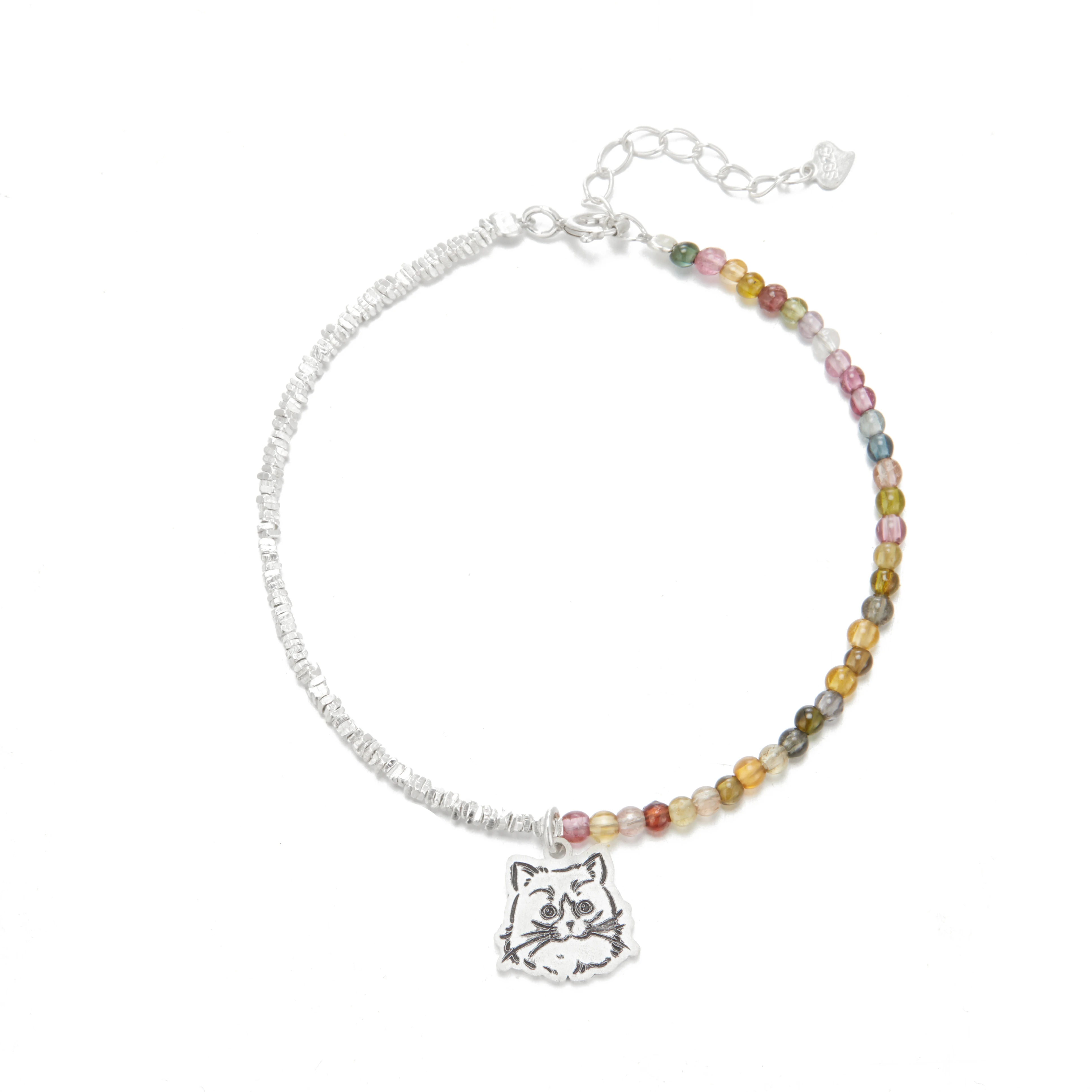 Custom Pet Portrait Charm Bracele Tourmaline Delicate Bracelet or Women For Wedding Gifts 925 Sterling Silver Chain