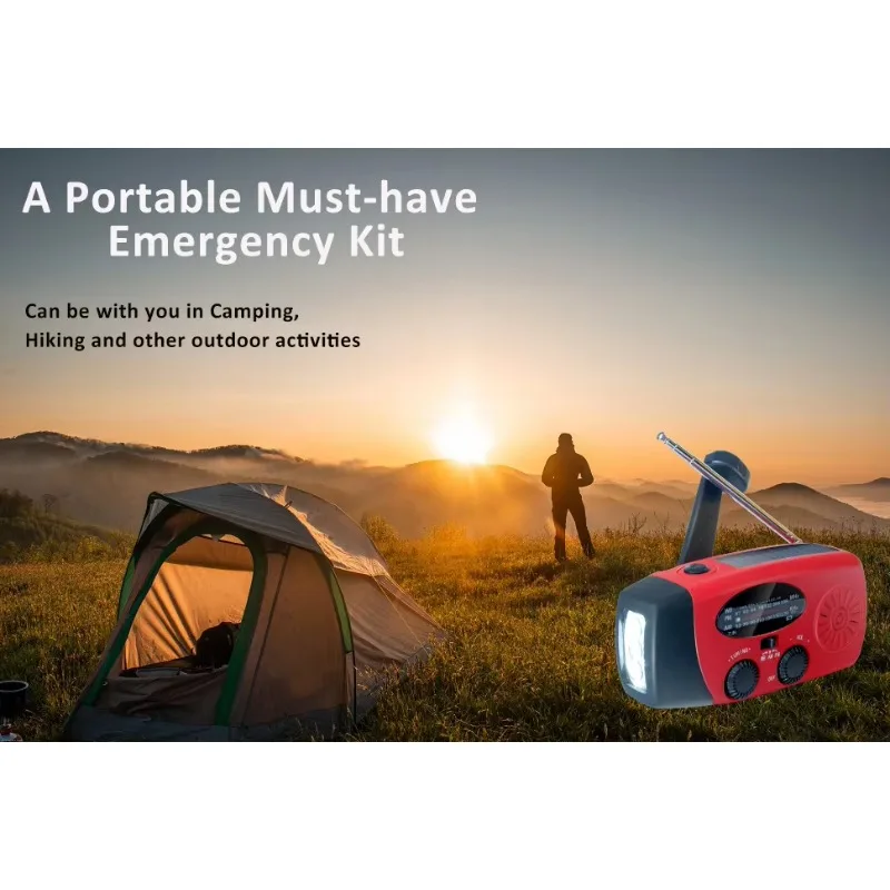 Solar Hand Crank NOAA Weather Radio Emergency Generator Flashlight Phone Charger Multi Capacity Accessory
