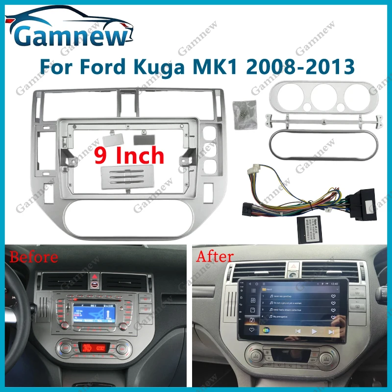 9 Inch Car Frame Fascia Canbus Box Adapter Android Radio Audio Panel Kit For Ford Kuga MK1 2008-2013