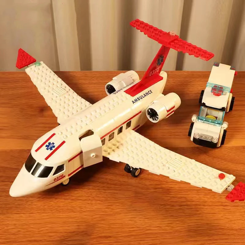 City Plane Series International Airport Airbus Building Blocks Cargo Airliner Medical Rescue Aircraft Model Bricks Set Toys