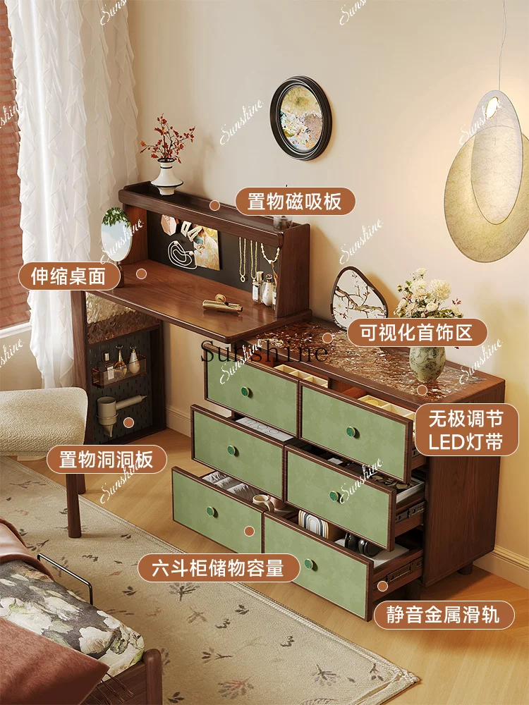 

Dresser Solid wood medieval retractable chest integrated new bedroom small apartment tableP