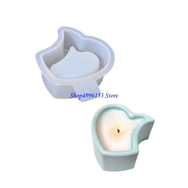 Q0KE Multipurpose Heart Shaped Silicone Mould Concrete Plaster Crafting Supplies