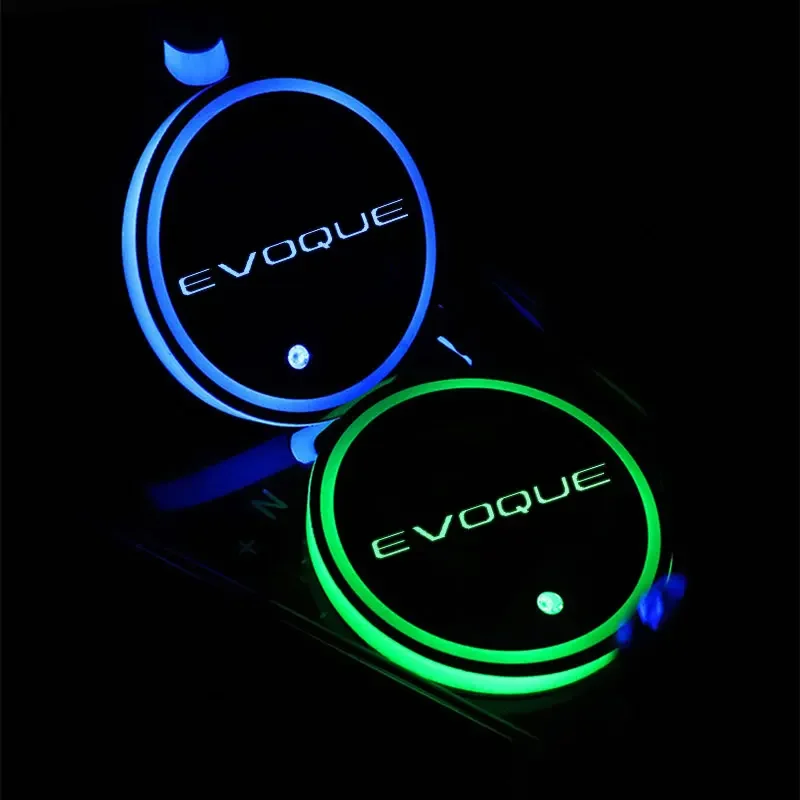 7Colors LED Atmosphere Lights Car Cup Holder Pad Changing USB Luminous Coaster for EVOQUE