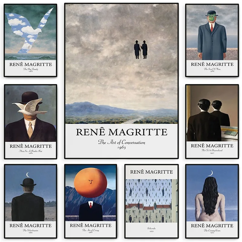 Surrealism Art Rene Magritte Artworks Poster Vintage Magritte Print Canvas Painting Living Room Home Wall Decor Mural