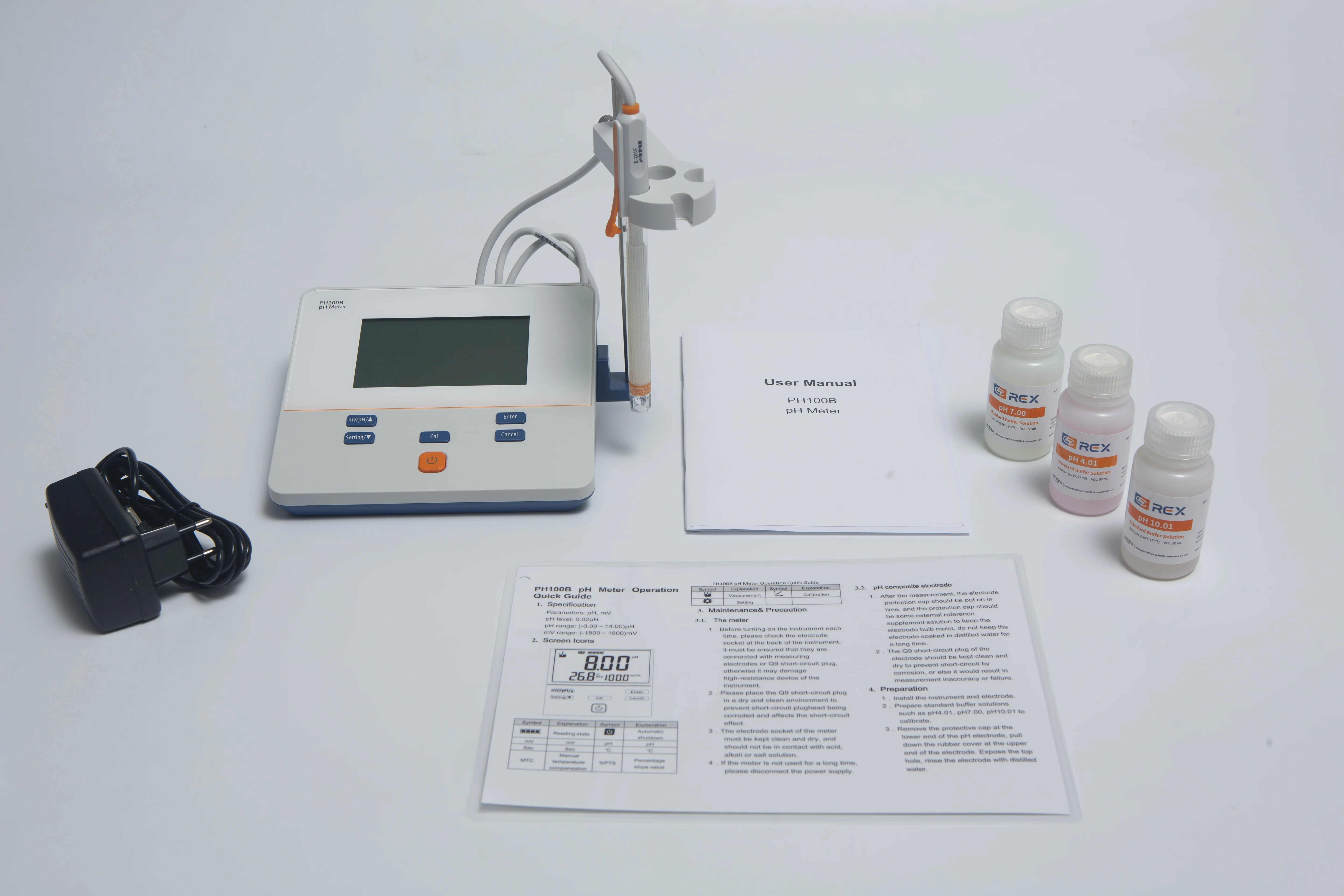 Analizzatore digitale della qualità dell'acqua LCD ad alta precisione da banco da laboratorio PH100B Misuratore PH MV con prezzo di fabbrica