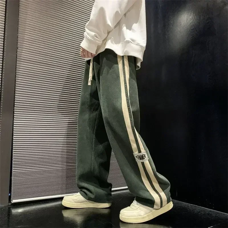 Korean personality autumn winter Simple Retro track pants Fashion Y2K Women Loose Hip Hop Street High Waist Wide leg track pants