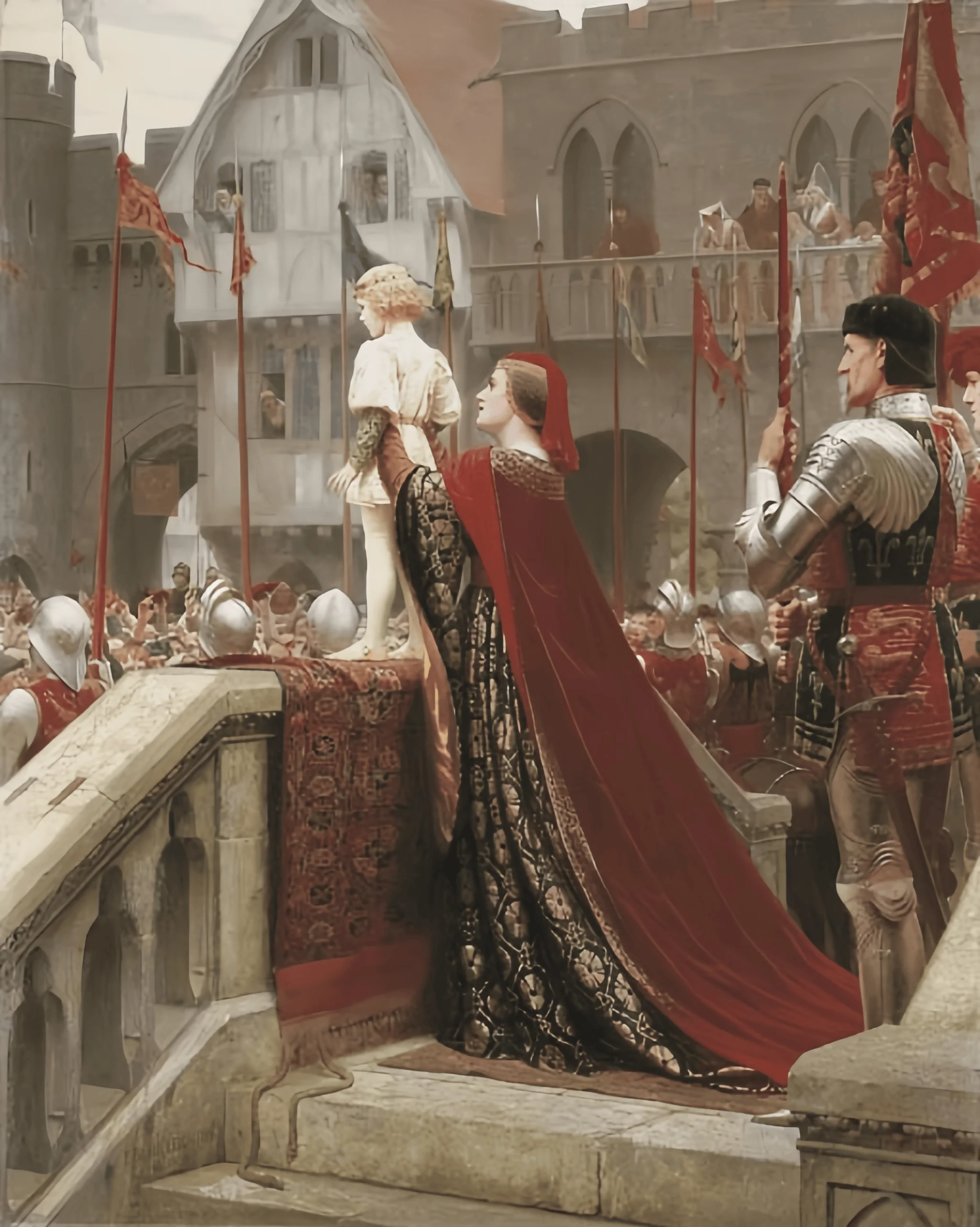 Póster de Lienzo con Escena Real Medieval Vintage, Impresiones Clásicas de Castillo, Reina y Príncipe, Decoración para Dormitorio, Entrada, Casa de Campo
