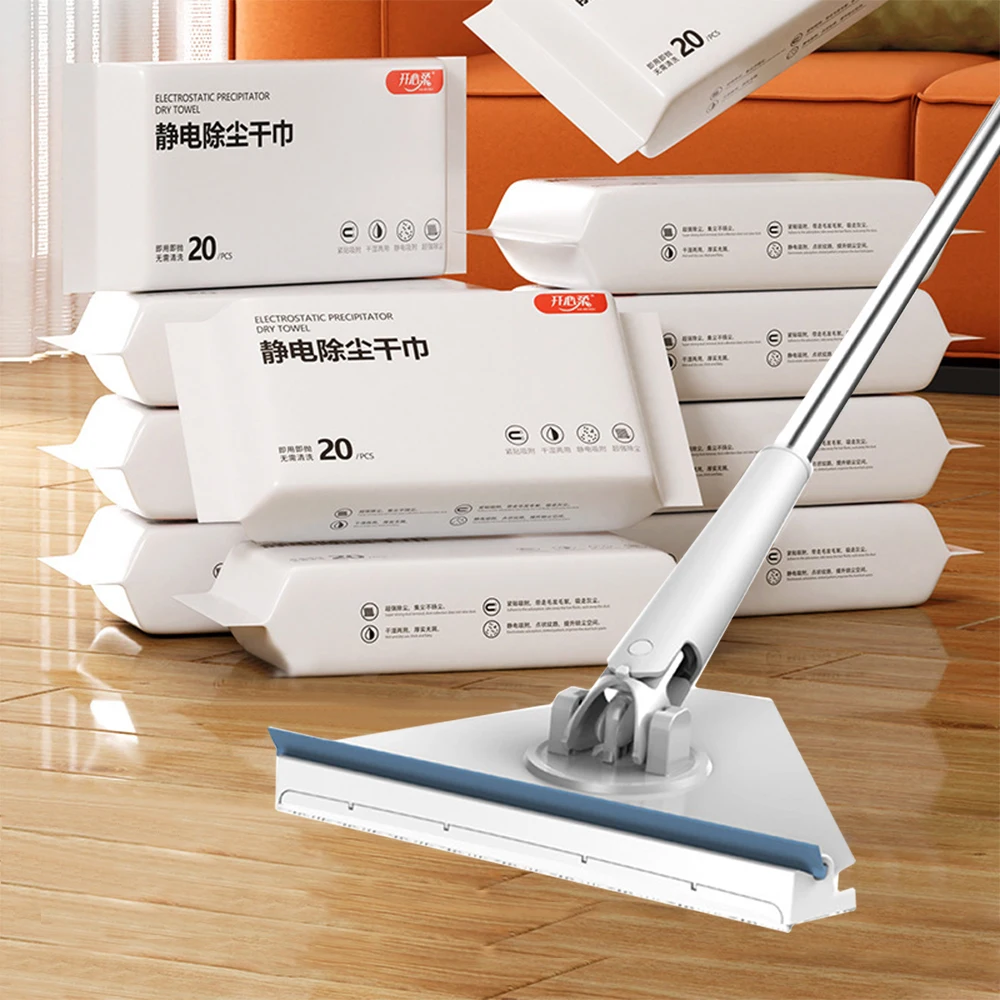 

Triangle Mop Disposable Electrostatic Microfiber Floor Cloths for Dusting, Paper Floor Cleaning Cloths for Flat Swivel Mops