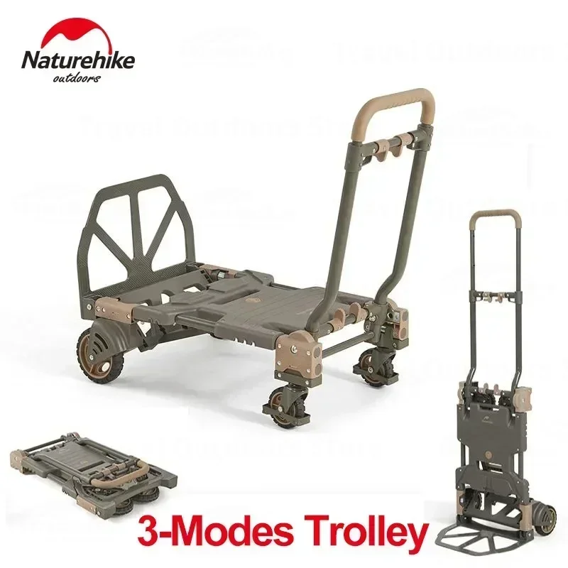 

Naturehike Ultralight Camping Trolley Carrier Folding Hand Cart Wagon Handcart with Removable Wheels Heavy Duty Equipment 120kg