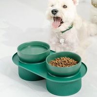 Anti Spill Cat Food Bowl Cat Bowl Ceramic Bowl Cat Bowl Ceramic Green Single Double Bowl Cat Bowl High Leg Neck Guard Pet Bowl