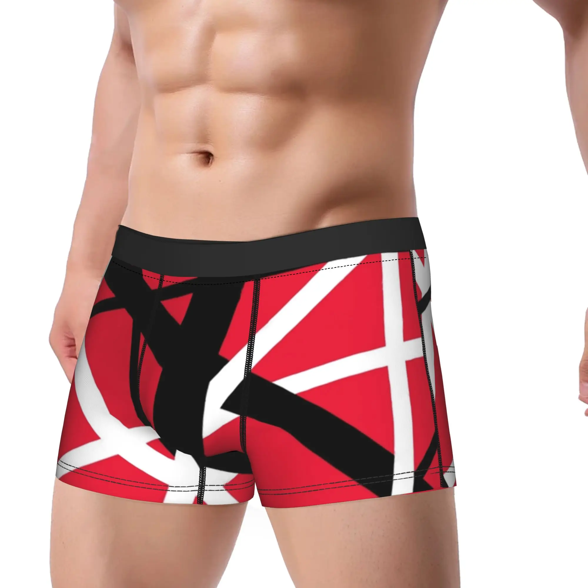 Van Halen Retro 80s Striped Underwear  Elastic Panties Custom Boxer Brief For Men Pouch Plus Size Trunk