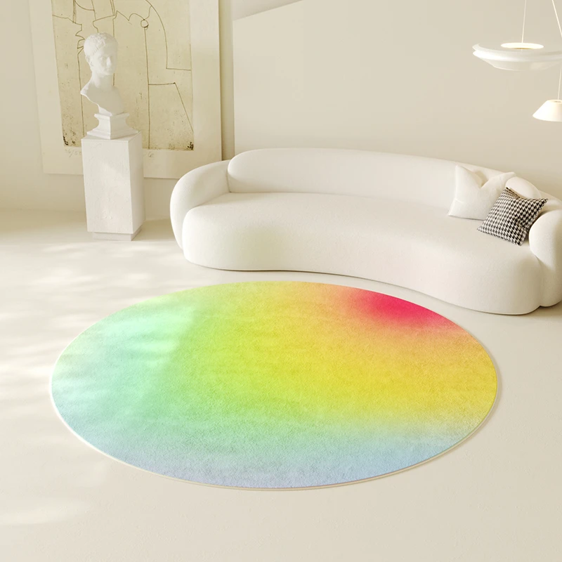 Gradient Round Imitation Cashmere Carpets Ins Style Bedroom Bedside Carpet Living Room Sofa Coffee Table Mat Room Decoration Rug