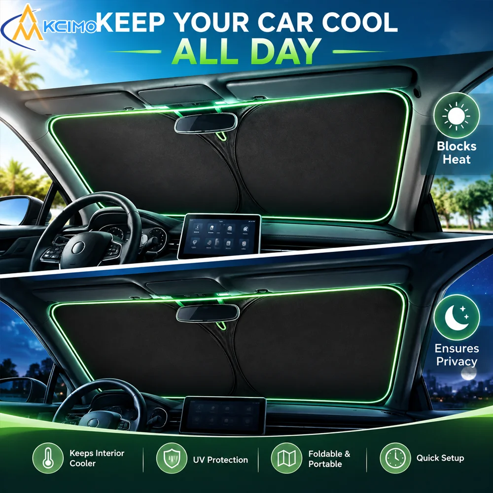 Reflective Foldable Windshield Sun Cover, Auto Front Window Heat Blocking Sun Visor, Portable Car Interior Protection Accessory