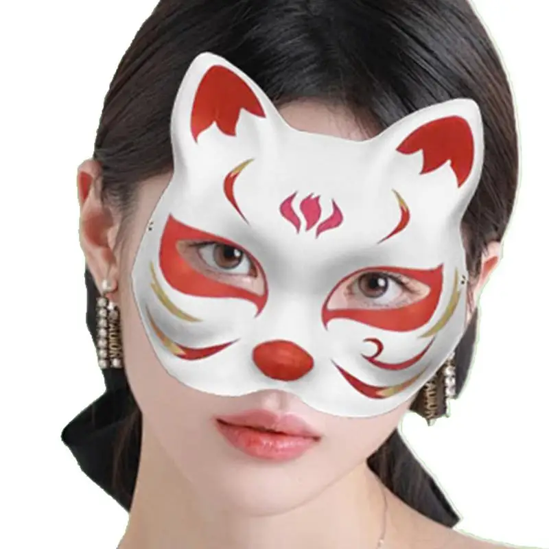 White Cat Masque Paintable Blank Masques Half Face Cover Craft Masque Costume Accessories For Halloween Carnival Costume Prop