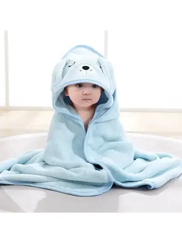 Toddler Bathrobe Infant Bath Towel Boy Girl Blankets Swaddle With Hood Cartoon Coral Fleece Towel Blanket Newborn Kids Bedding