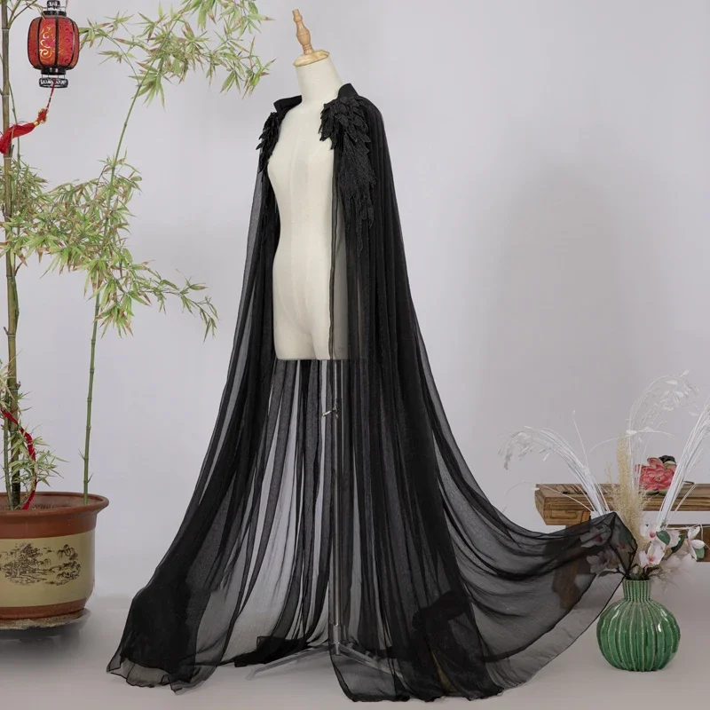 Feder Schulter Hanfu Umhang Fee lange Mesh Mantel chinesische traditionelle Kleidung Frauen Männer Cosplay Kostüm Hanfu Kleid dnv16362