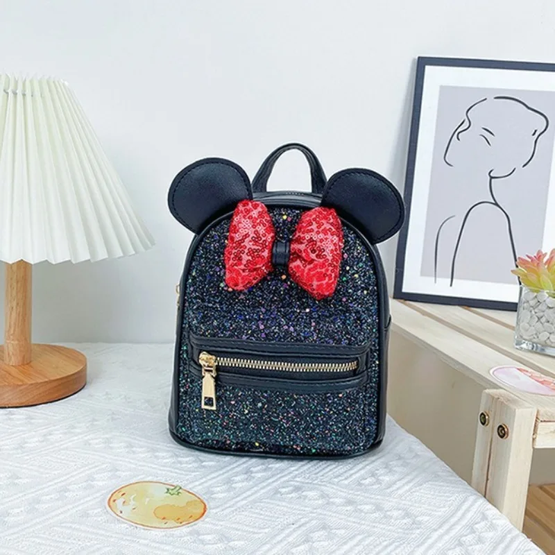 

Disney Minnie Mouse Mini Backpack with Sequins and Bow Large Capacity for Kindergarten Girls Birthday Gift Fashion Trend