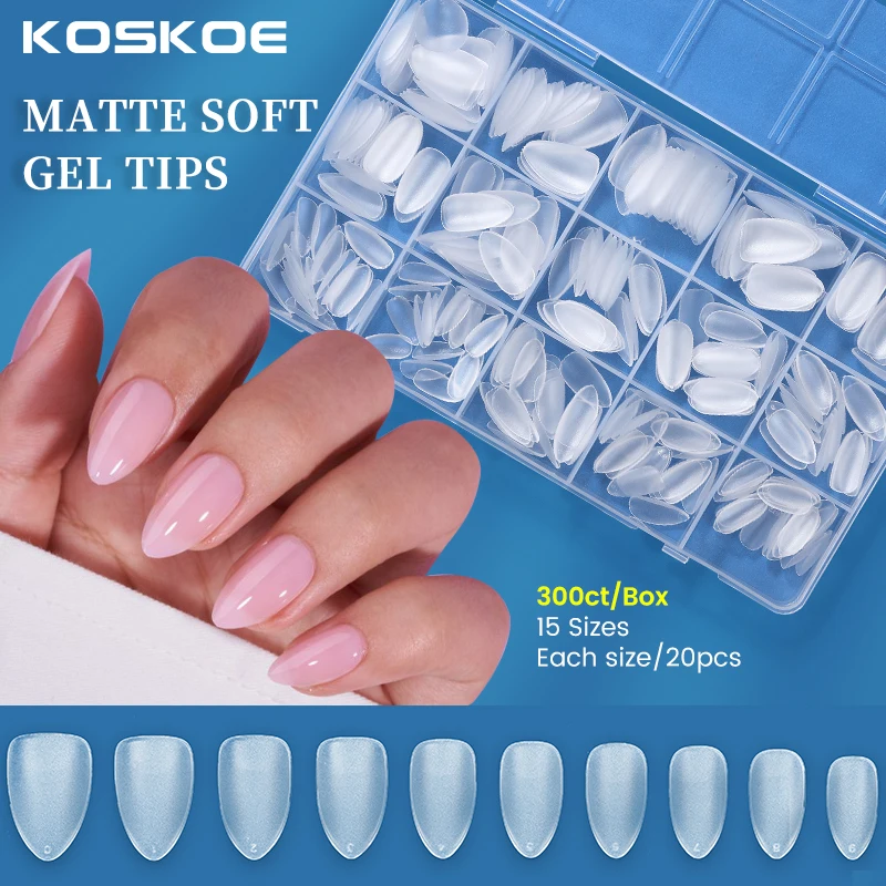 

Nail Tips and Glue Gel Nail Kit Fast Nail Extension Set with Soft Gel UV Lamp 600Pcs Semi Matte Nails and Files Tools