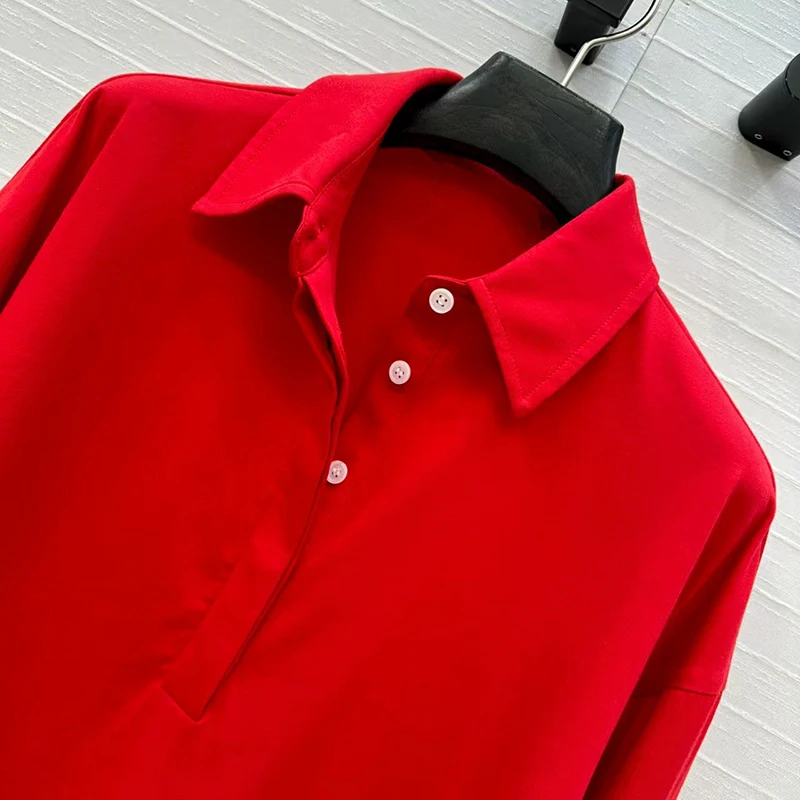 เสื้อยืดแขนยาวผู้หญิง ดีไซน์ทันสมัย สไตล์ลำลอง ผ้าฝ้ายคุณภาพสูง 100% เสื้อเชิ้ตสำหรับฤดูใบไม้ร่วง รุ่นใหม่ล่าสุด ปี 2025