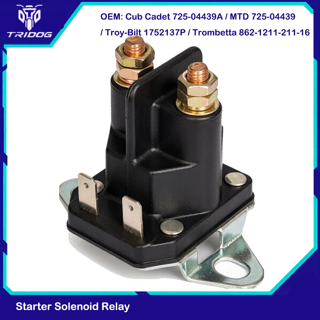 Starter Solenoid Relay for Riding Mower Garden Tractor Cub Cadet 725-04439A MTD 725-04439 Troy-Bilt 1752137P Trombetta  AM138068