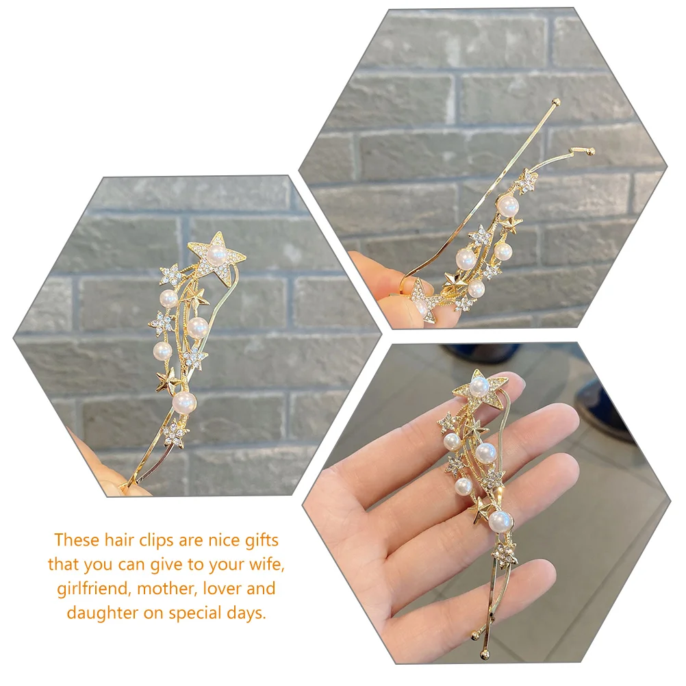 

2pcs Hair Clips Alloy Star Barrettes Rhinestone Hair Decorations For Women Girls Styling Accessories Cute Side