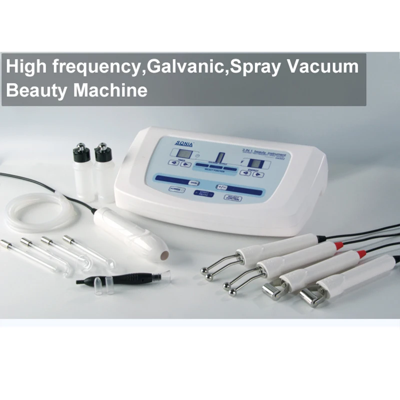 New 3 In 1 High Frequency Face Beauty Device Spray Vacuum High Frequency Galvanica Galvanic Facial Machine