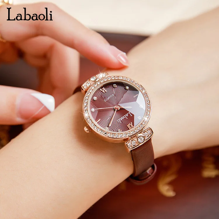 New exquisite ladies' watch with rose gold leather strap, quartz watch, timepiece accessorygift for ladies, women's design watch