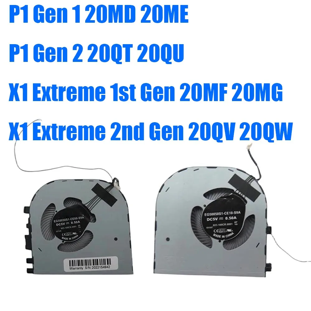 

For Lenovo For ThinkPad P1 Gen 1 20MD 20ME Gen 2 20QT 20QU / X1 Extreme 1st Gen 20MF 20MG 2nd Gen 20QV 20QW DC5V Laptop Fan