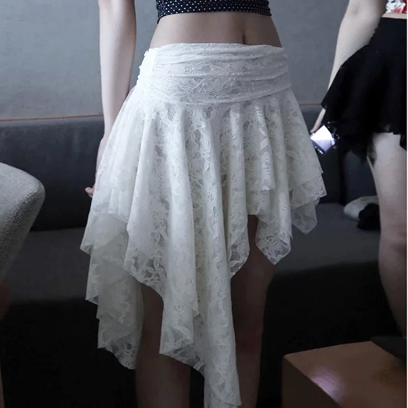 Women'S Spring/Summer New Collection Irregular Design Sensation Spicy Girl Pure Desire Style Lace Half Skirt