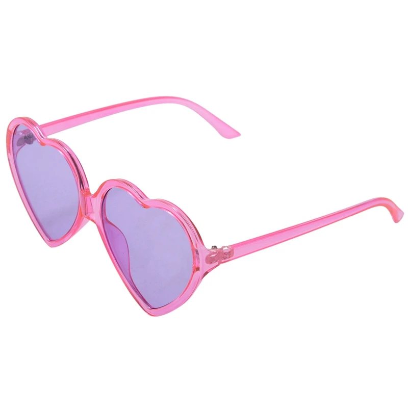 2X 90S Vintage Glasses Fashion Large Women Lady Girls Oversized Heart Shaped Retro Sunglasses Cute Love Eyewear(Purple)