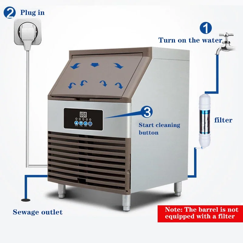 150KG Commercial  Square Ice  Maker Large-Scale  Ice Seafood And Vegetable Beverage Fresh-Keeping Ice Production Machine