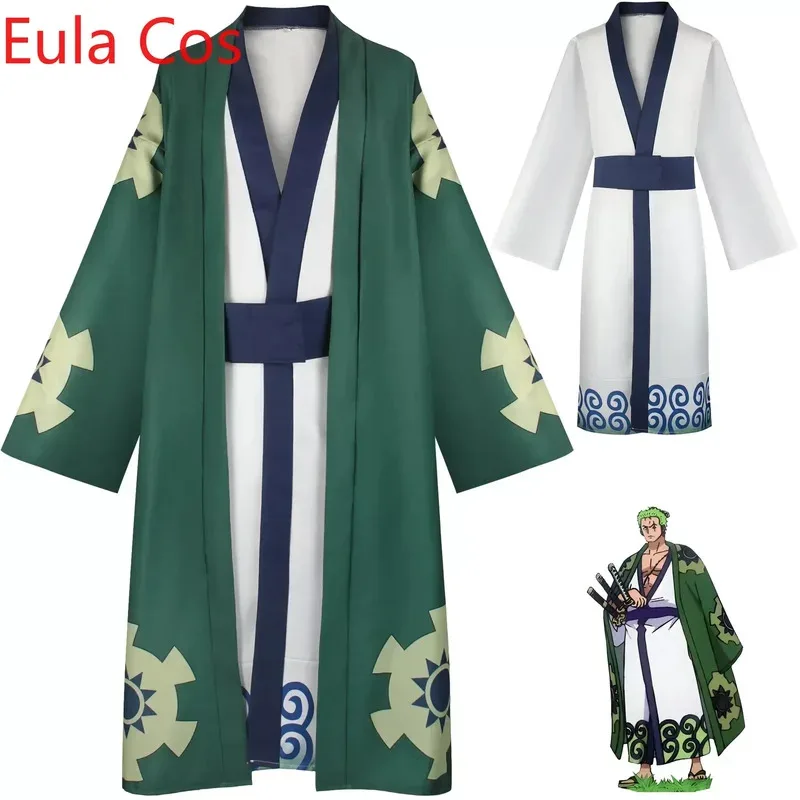 

2025 New Halloween Anime Roronoa Zoro Cosplay Costume Wano Kuni Country Kimono Robe Full Suit Outfits Halloween Carnival Suit