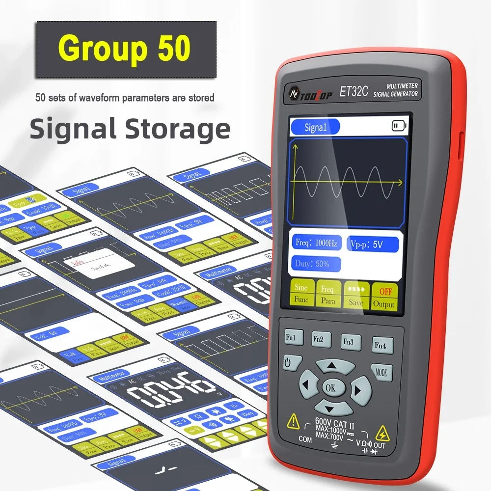 TOOLTOP ET31C/32C Automotive Signal Generator Multimeter 9999Hz -12V~+12V PWM Automotive Sensor Simulator Ignition Coil Test