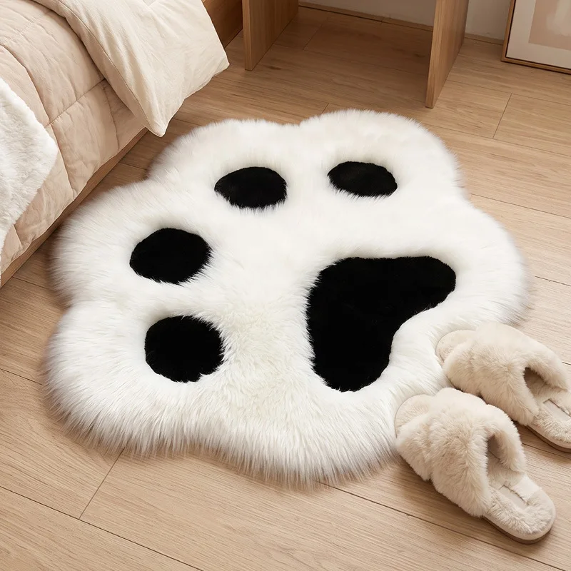 Paw Faux Fur Shaggy Area Rug Soft Thick Fluffy Non-Slip Floor Mat Carpet for Bedroom Living Room Decor