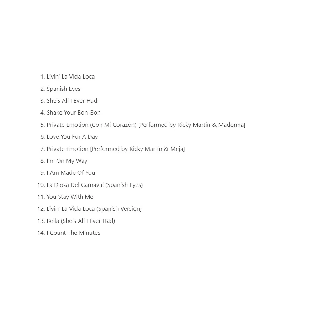 CD Ricky Martin Ricky Martin Joliz une version exclusive du Japon attachée à sa révolutionnaire de fin de 1990