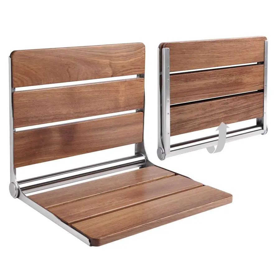 

Складное сиденье для душа из бирманского тикового дерева, настенное, грузоподъемность 150 кг, складное кресло для душа для дополнительного комфорта, Sen