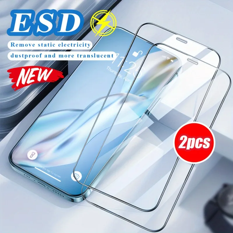 2-Pack Tempered Glass Screen Protector for Apple16 16Pro Ultra-Clear HD Protective Film for iPhone 11 12 13 14 15 Pro Max Film