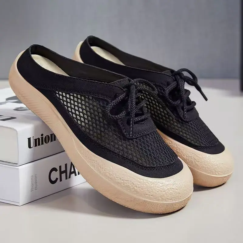 المرأة الصيف جديد باوتو شبكة نصف النعال لينة وحيد عدم الانزلاق تنفس في الهواء الطلق شبشب رياضي غير رسمي المشي النعال الصنادل