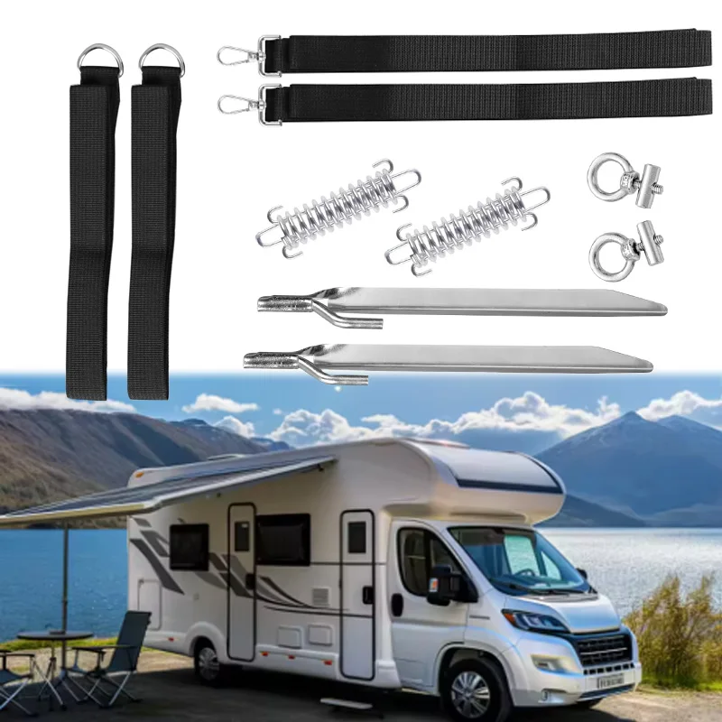 

1set For FIAMMA Awning Fixing Kit-Durable Straps Anti-Wind Springs & Hooks Accessories For Tent In RV Camping Caravana Accessory