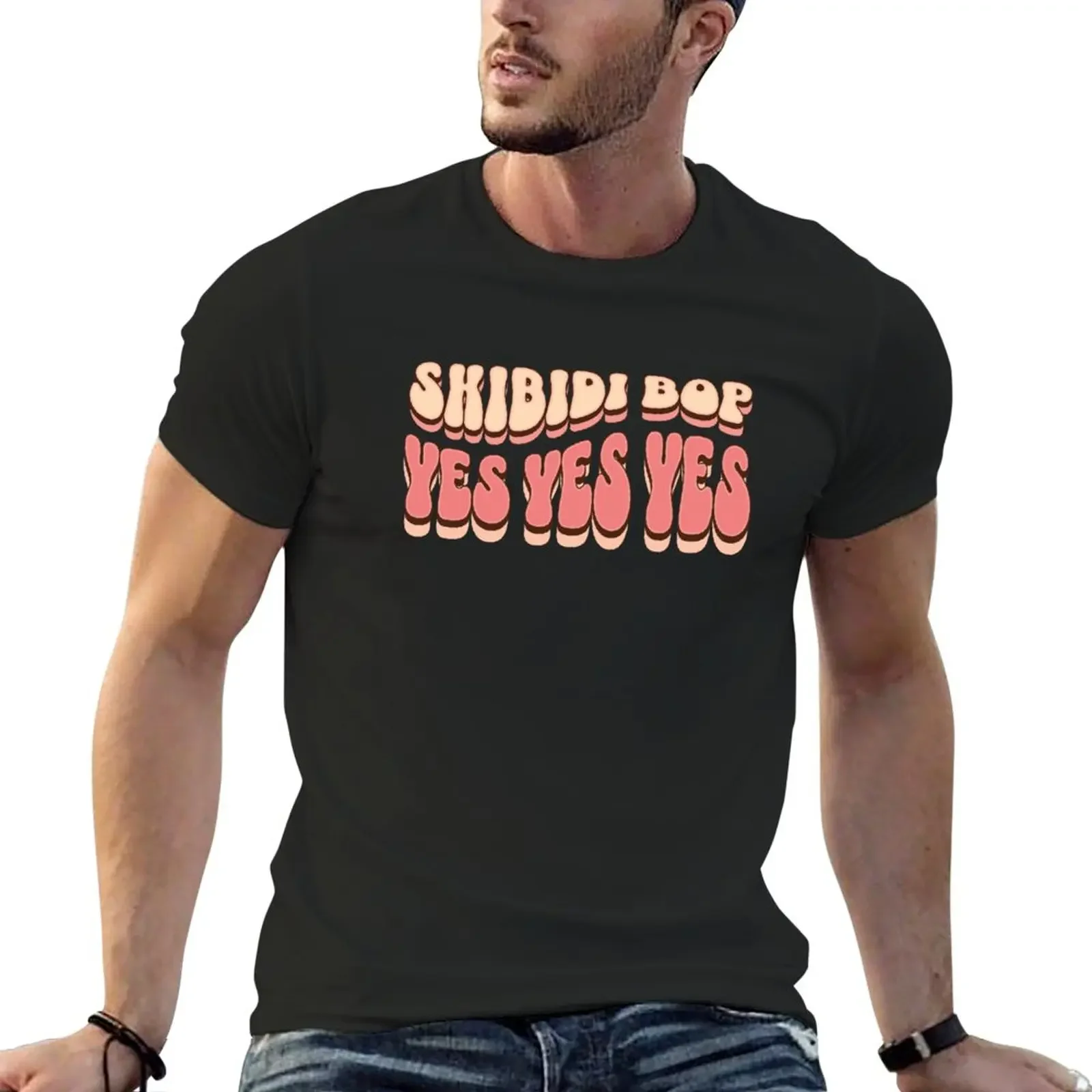 New Brrrr Skibidi Bop Yes Yes Yes Funny Viral Trend Gift For Boyfriend or Father Dance Ohio Belly Food Pizza T-Shirt