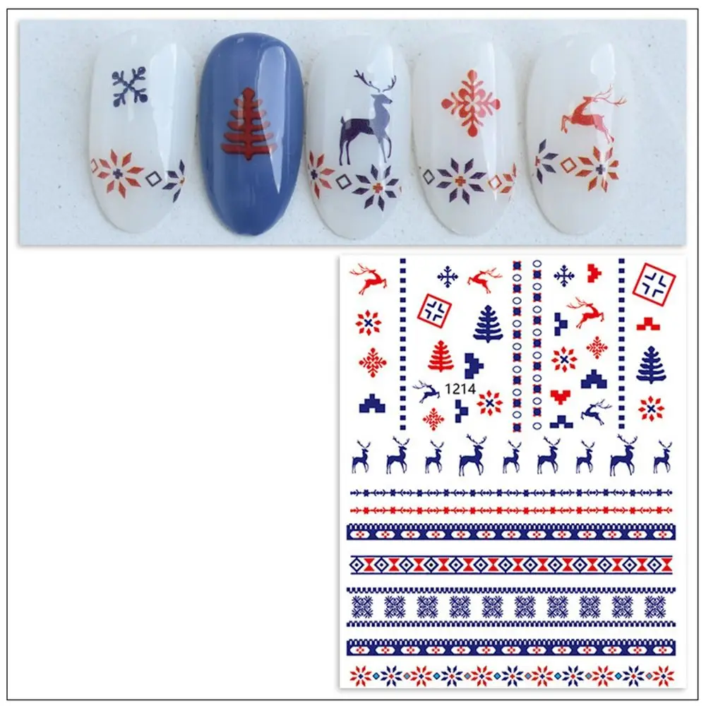 Elfo Nail Design Albero di Natale Fiocco di neve Salone per unghie Decorazione per unghie Decalcomanie di Capodanno Lamine per manicure Adesivi natalizi per nail art