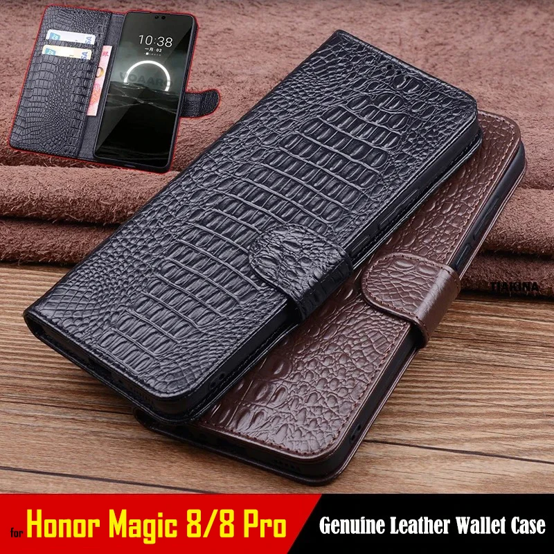

Роскошный чехол-книжка из натуральной кожи для Honor Magic 8 Pro, чехол-кошелек с магнитной пряжкой и слотами для карт Honor Magic 8 Pro