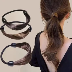 Coleteros con lazo para pelo de peluca para niña y mujer, gomas elásticas con volumen para el cabello, accesorios para la cabeza