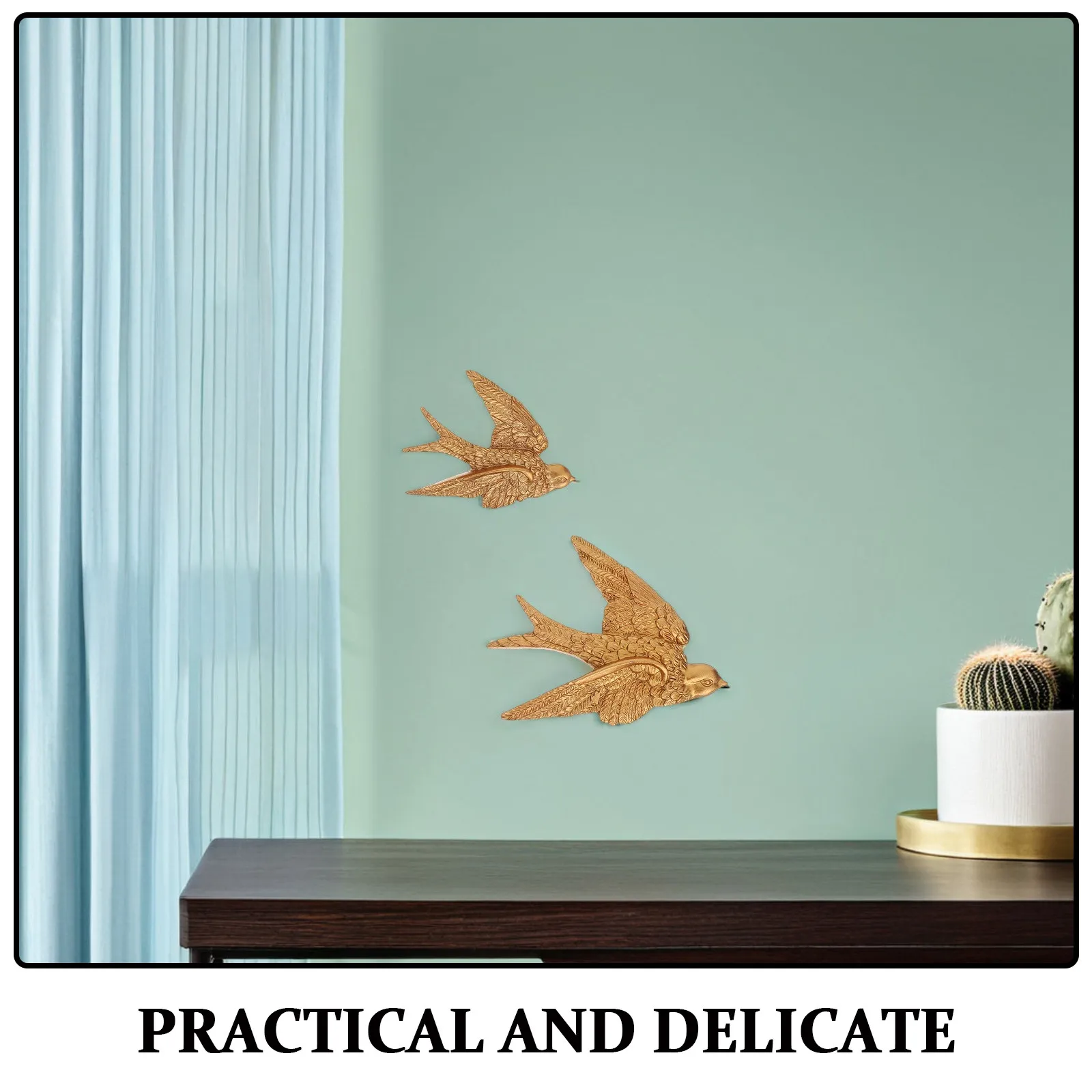 3Pcs 3D Vintage Swallow Wall Sculpture Hanging Resin Bird Decoration for Bedroom Living Room Garden Golden Art