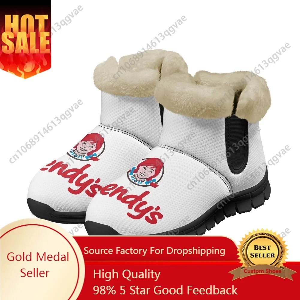 

New Wendys Fast Food Restaurant Logo Snow Boots Mens Womens Teenager Shoes Keep Warm High Quality Couple Sports Custom Sneakers