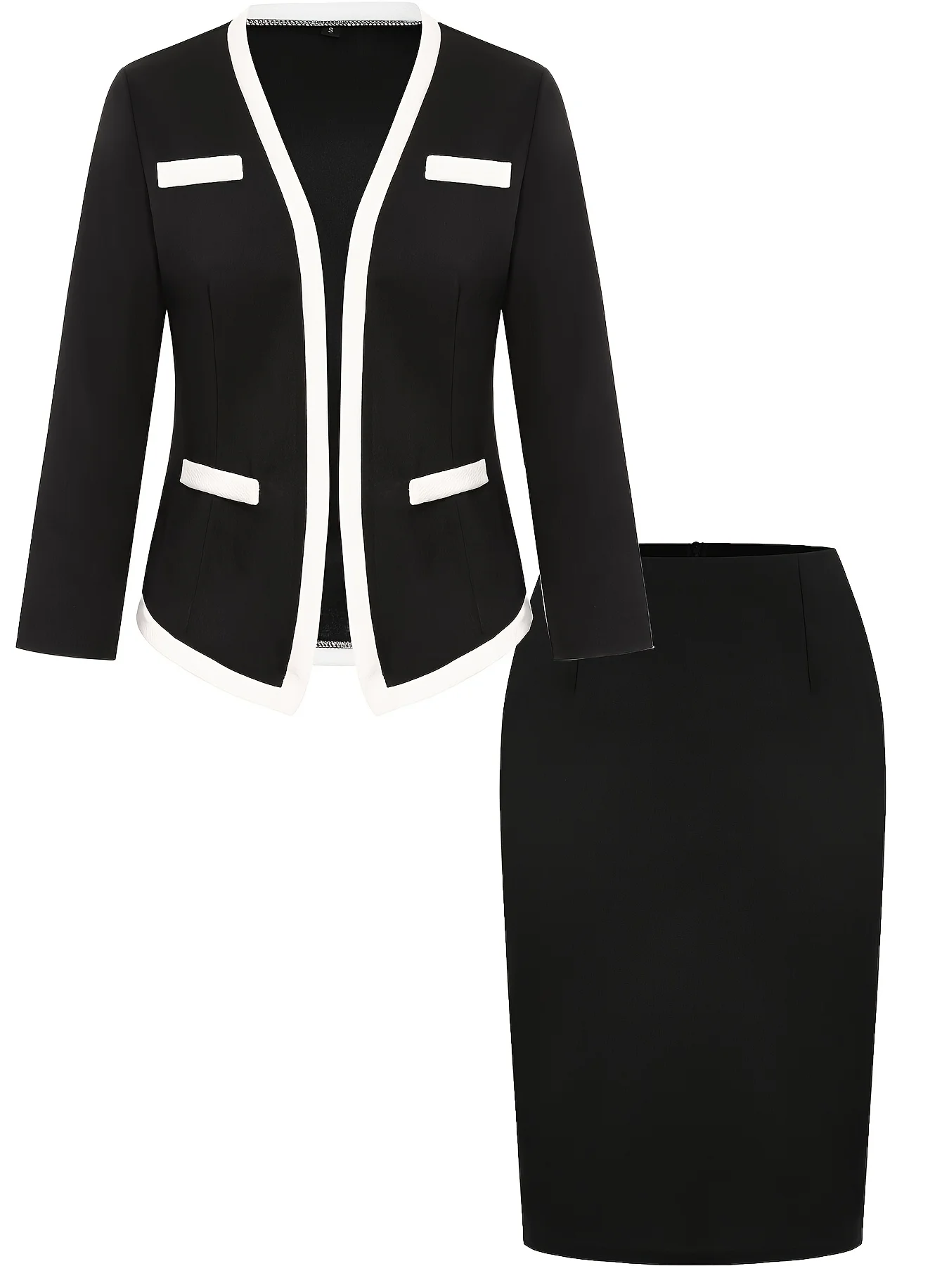 Women Outfits Geometry Print Office Lady Long Sleeve Cape Top and Pencil Dress Two Piece Suit Vestido
