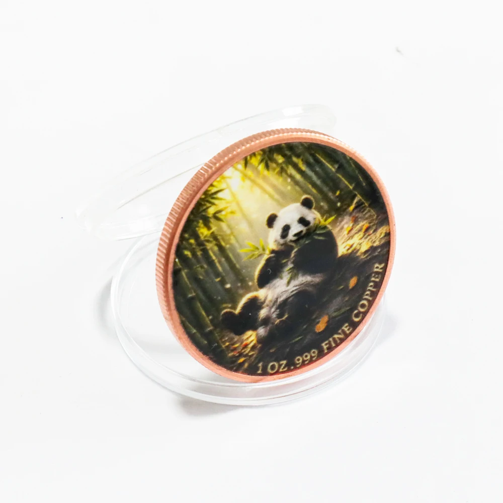 1pc 1oz .999 Fine Copper Cute Giant Panda Commemorative Coin Chinese Bamboo Forest Wildlife Challenge Coin Gift For Panda Lovers